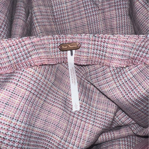 Free People Sevi Plaid Mini Dress Puff Sleeve Grey and Pink Combo Size L NWOT - Picture 9 of 10